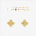 Stylish layers earrings made of gold plated brass, featuring a contemporary design.
