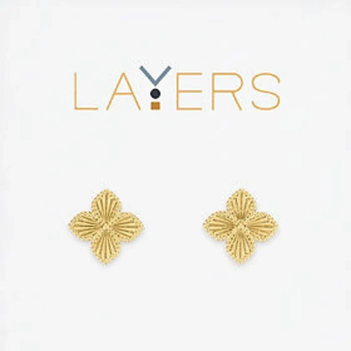 Stylish layers earrings made of gold plated brass, featuring a contemporary design.