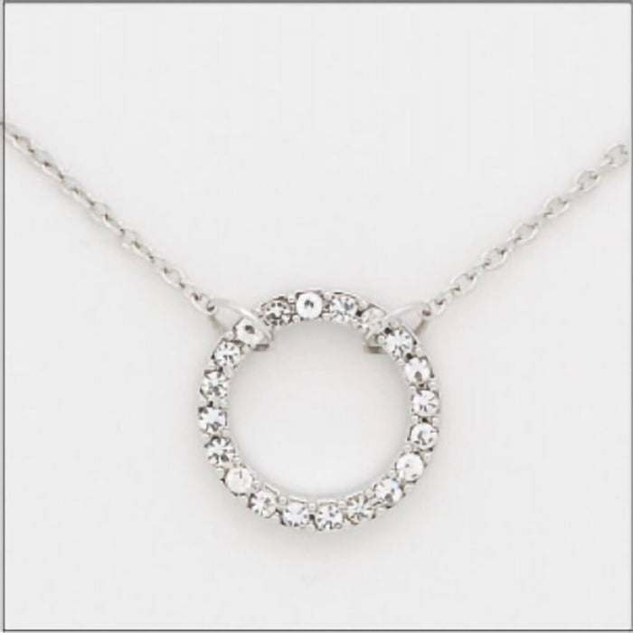"Center Court : Silver CZ Decorative Circle Layers Necklace - Center Court : Silver CZ Decorative Circle Layers Necklace"