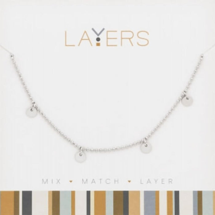 "Center Court : Silver Decorative Disc Layers Necklace - Center Court : Silver Decorative Disc Layers Necklace"