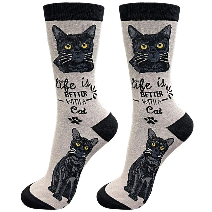 "Life Is Better With A Black Cat Unisex Socks - Life Is Better With A Black Cat Unisex Socks"