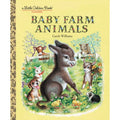 Book cover of 'Baby Farm Animals' with illustrations of various baby animals on a yellow background.
