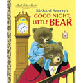 Book cover of 'Good Night, Little Bear' by Richard Scarry with a bear and clock illustration.