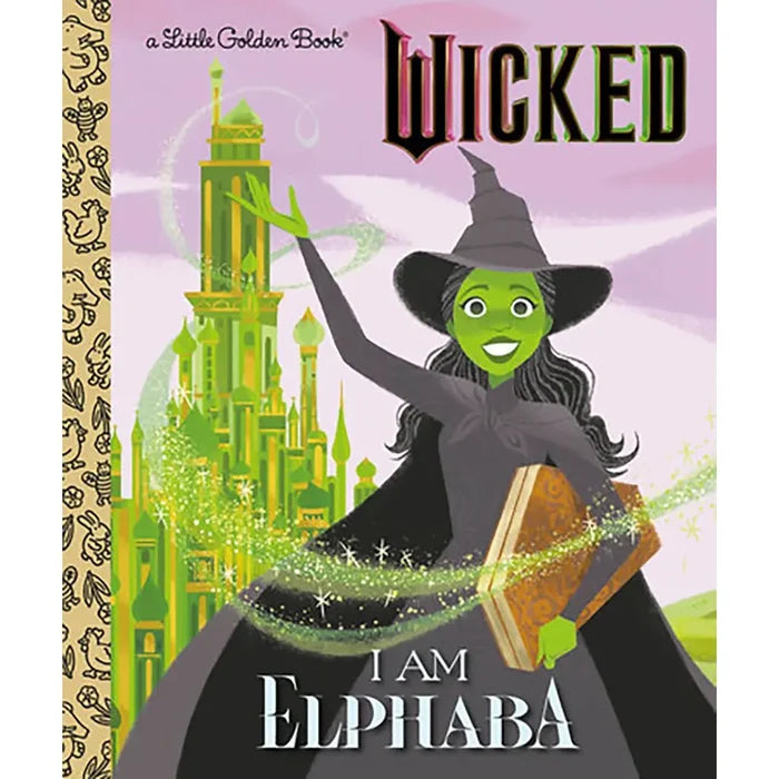 Book cover of 'Wicked' featuring a witch character and a castle.