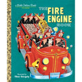 Book cover of 'The Fire Engine Book' with a red fire engine illustration on a teal background.