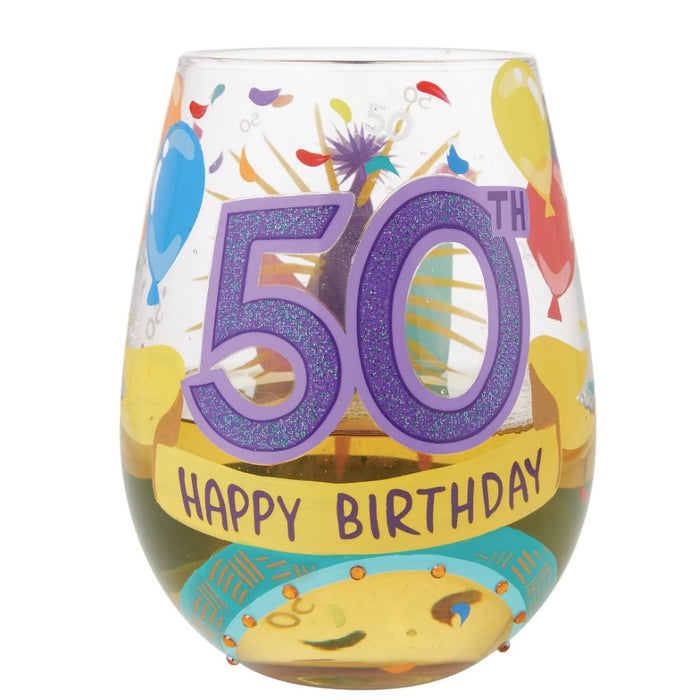 Lolita : Happy 50th Stemless Wine Glass at Annie's Hallmark