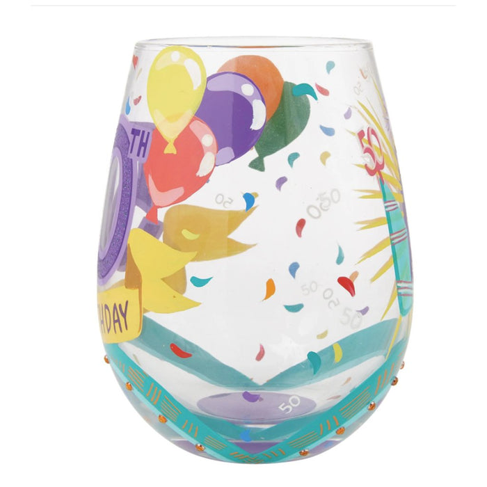 Lolita : Happy 50th Stemless Wine Glass at Annie's Hallmark