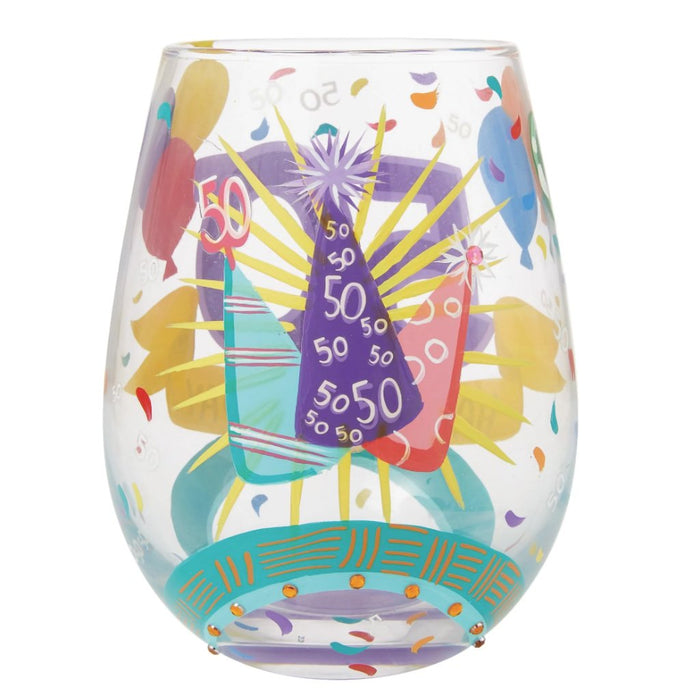 Lolita : Happy 50th Stemless Wine Glass at Annie's Hallmark
