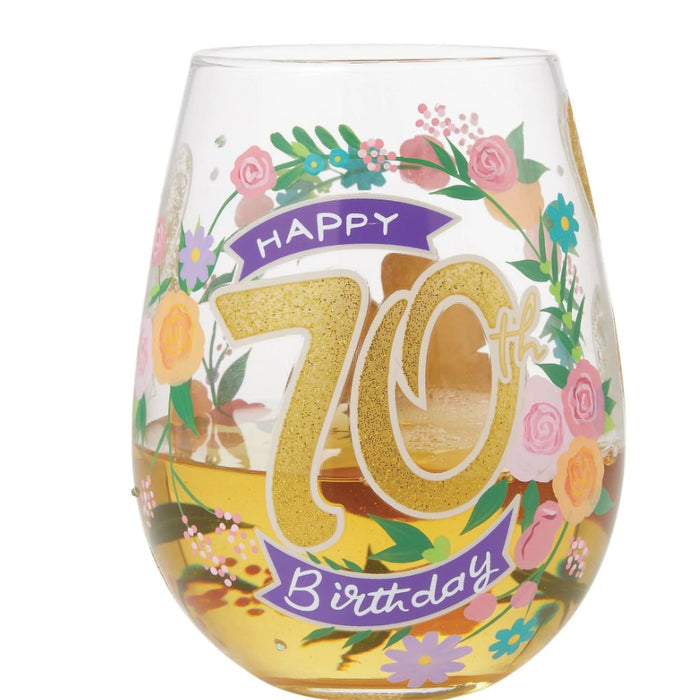 Lolita : Happy 70th Stemless Wine Glass at Annie's Hallmark
