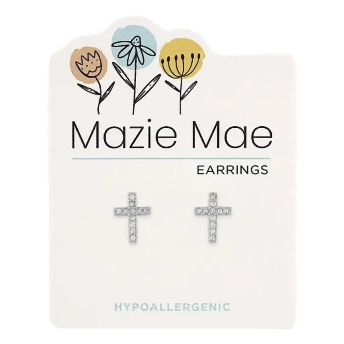 This lightweight Mazie Mae Cross stud earring features a timeless cross design.