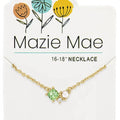 Stunning Maze Mae necklace with a central green crystal and delicate diamond embellishments.
