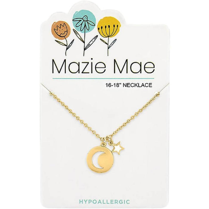 Center Court: Gold Moon Pendant & Star Dangle Mazie Mae Necklace - Center Court: Gold Moon Pendant & Star Dangle Mazie Mae Necklace