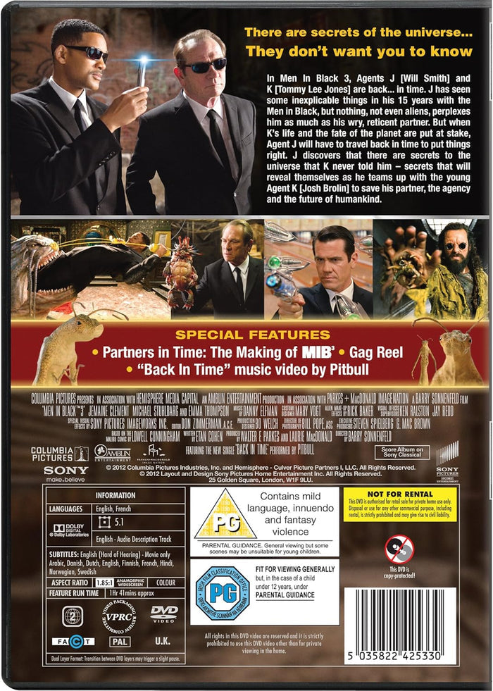 Men in Black 3 – DVD Sci-Fi Comedy Film Sony Pictures