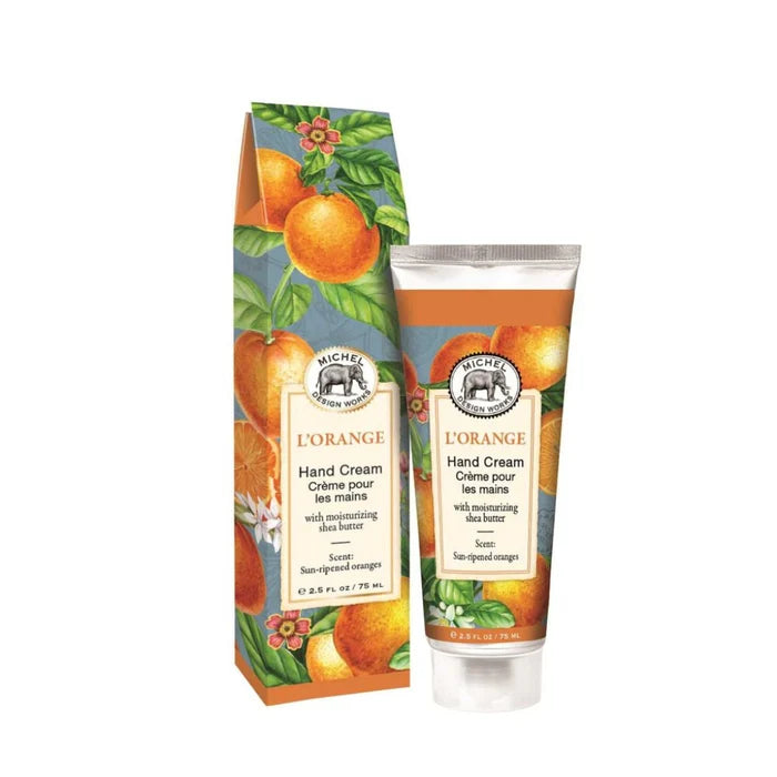 Farm hand cream featuring a blend of refreshing orange and mint scents in a stylish container.