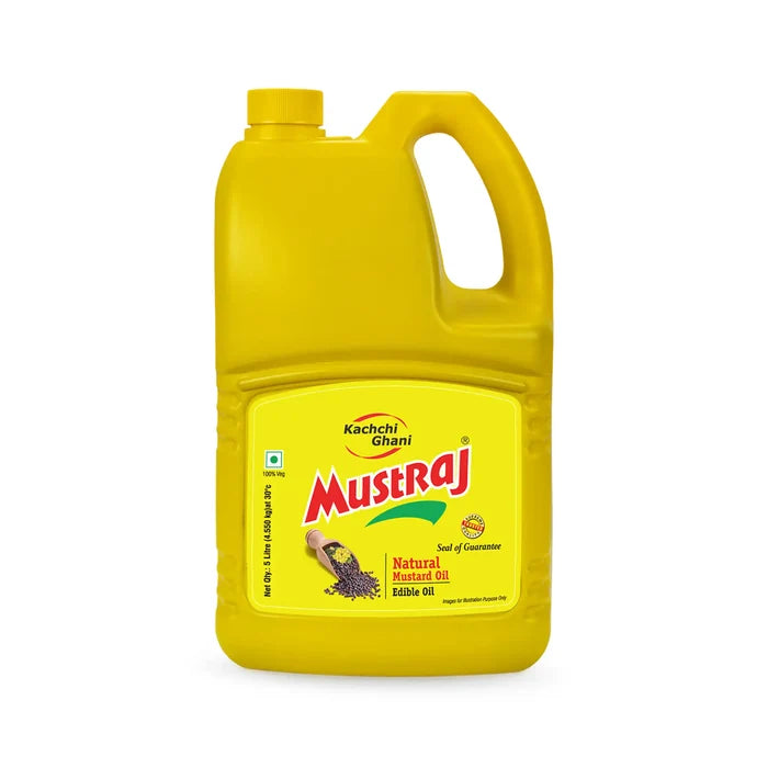 Mustraj Natural Kachi Ghani Mustard Oil 5 Ltr Jar