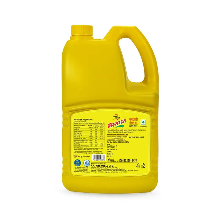 Mustraj Natural Kachi Ghani Mustard Oil 5 Ltr Jar
