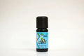 Bottle of myrtle essential oil on a white background