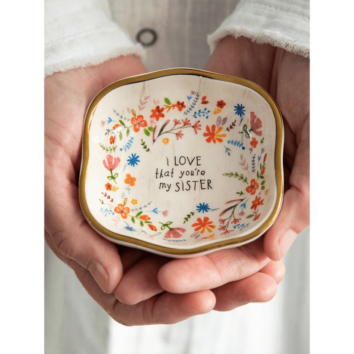"Natural Life : Antiqued Trinket Bowl - Sister - Natural Life : Antiqued Trinket Bowl - Sister - Annies Hallmark and Gretchens Hallmark, Sister Stores"