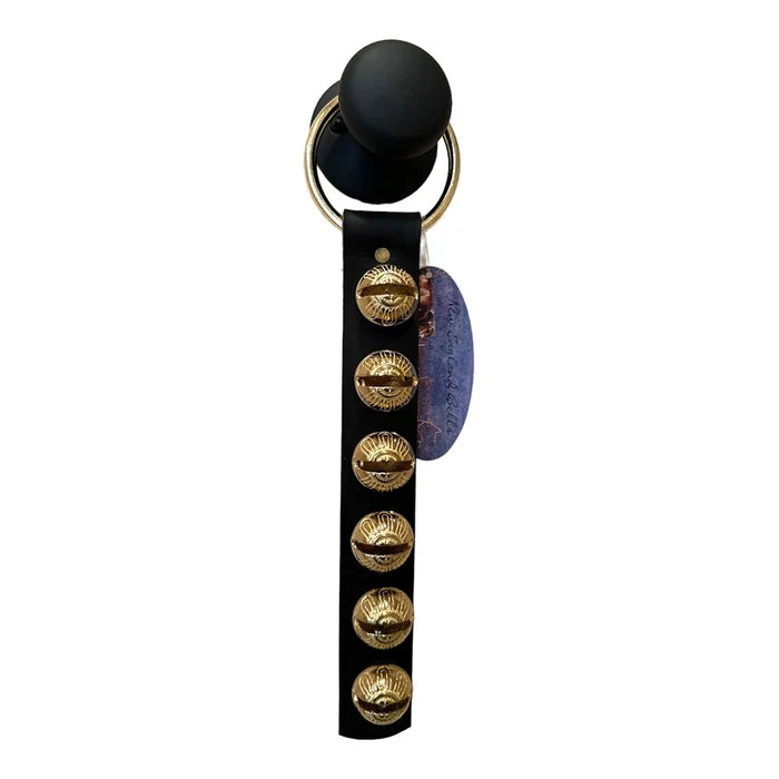 Black strap with gold accents and a purple stone on a white background