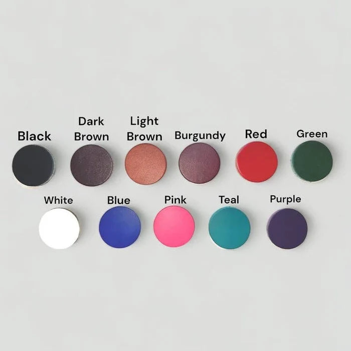 Color swatches labeled with various colors on a gray background