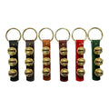 six doorbell  with gold embellishments bells  colors to choose from are ,black, brown, red, and green leather straps.