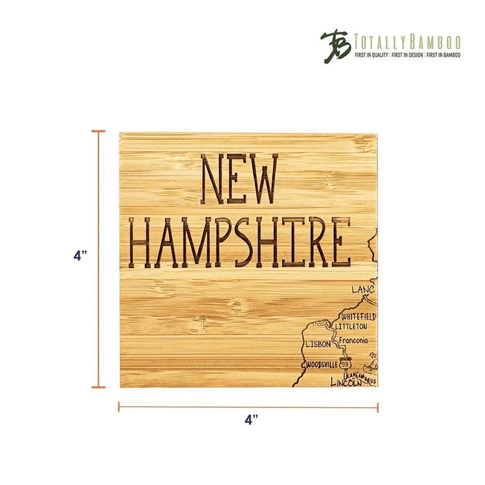 "New Hampshire State Puzzle 4 Piece Bamboo Coaster Set with Case -"