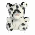 Palm Pals Kaia Snow Leopard plush toy front view with black spots and pink nose