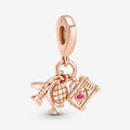 "PANDORA : Airplane, Globe & Suitcase Triple Dangle Charm -"