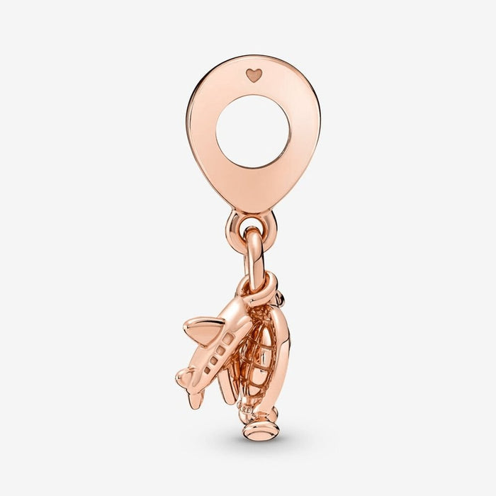 "PANDORA : Airplane, Globe & Suitcase Triple Dangle Charm -"