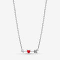 PANDORA : Arrow & Murano Glass Heart Necklace - PANDORA : Arrow & Murano Glass Heart Necklace