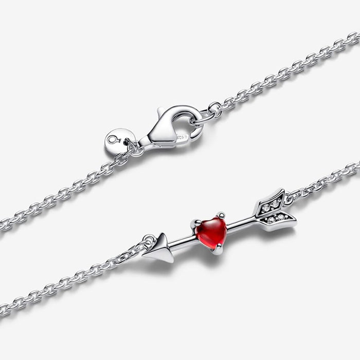 PANDORA : Arrow & Murano Glass Heart Necklace - PANDORA : Arrow & Murano Glass Heart Necklace