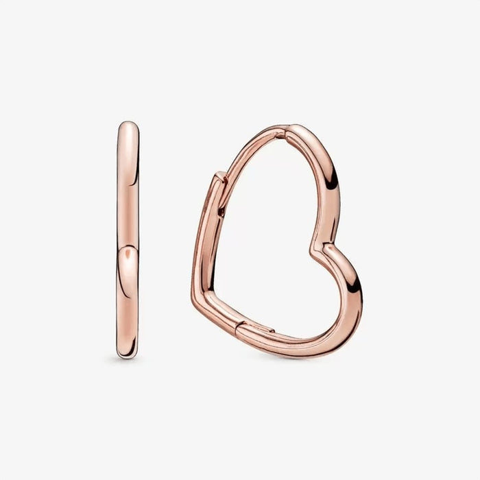 "PANDORA : Asymmetrical Heart Hoop Earrings -"