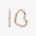 "PANDORA : Asymmetrical Heart Hoop Earrings -"