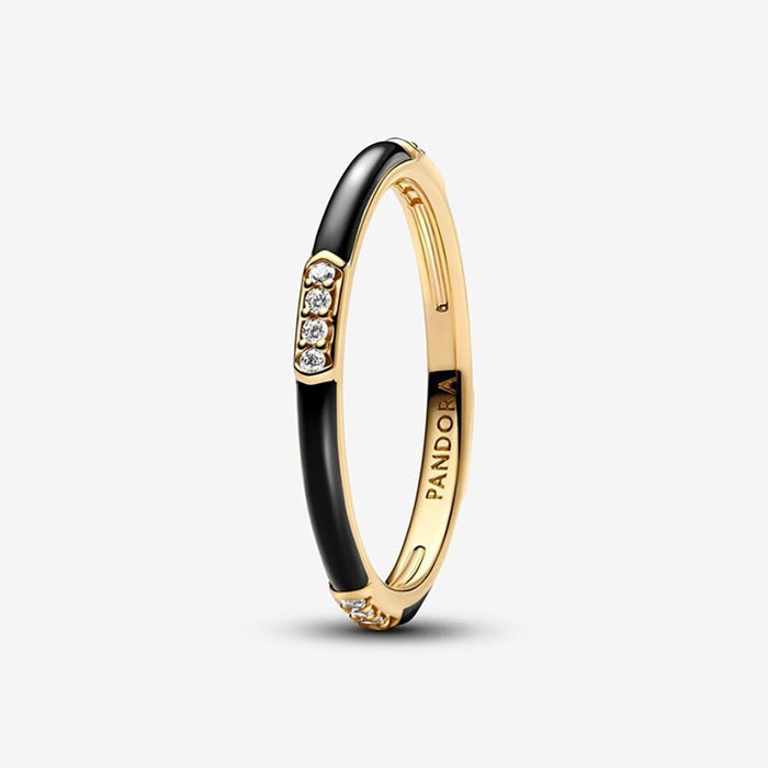 Pandora- Black Enamel & Stones Ring - Pandora ring - Pandora near me - Gifts for her