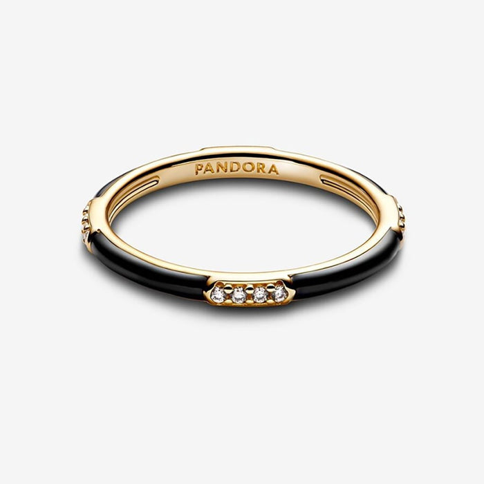 Pandora- Black Enamel & Stones Ring - Pandora ring - Pandora near me - Gifts for her