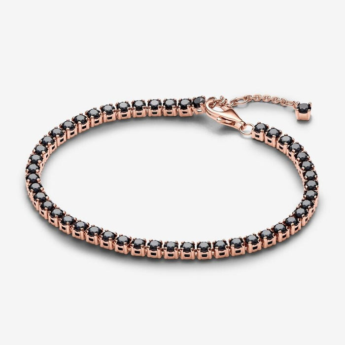 PANDORA : Black Sparkling Tennis Bracelet - Rose Gold Plated - PANDORA : Black Sparkling Tennis Bracelet - Rose Gold Plated