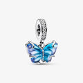 "PANDORA : Blue Murano Glass Butterfly Dangle Charm - PANDORA : Blue Murano Glass Butterfly Dangle Charm"