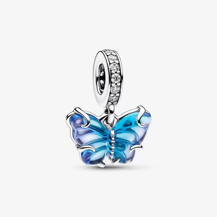 "PANDORA : Blue Murano Glass Butterfly Dangle Charm - PANDORA : Blue Murano Glass Butterfly Dangle Charm"