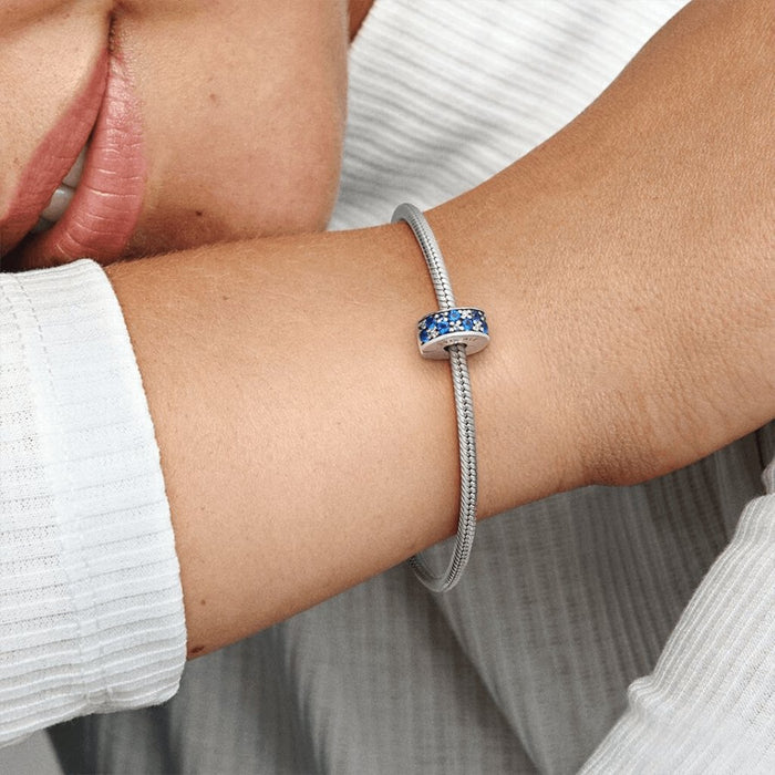 "PANDORA : Blue Pavé Clip Charm -"