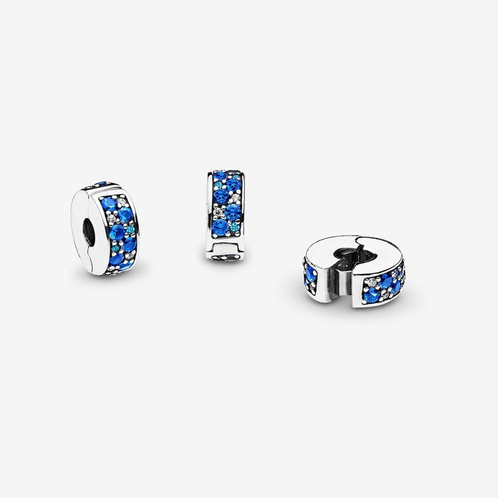 "PANDORA : Blue Pavé Clip Charm -"