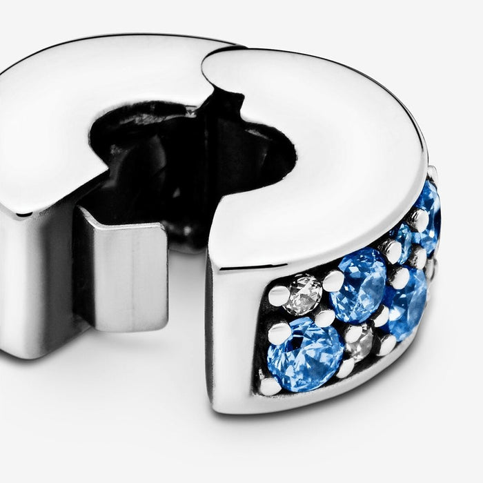 "PANDORA : Blue Pavé Clip Charm -"
