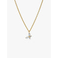 Front view of Pandora Butterfly Gold Pendant Necklace with clear cubic zirconia butterfly pendant.