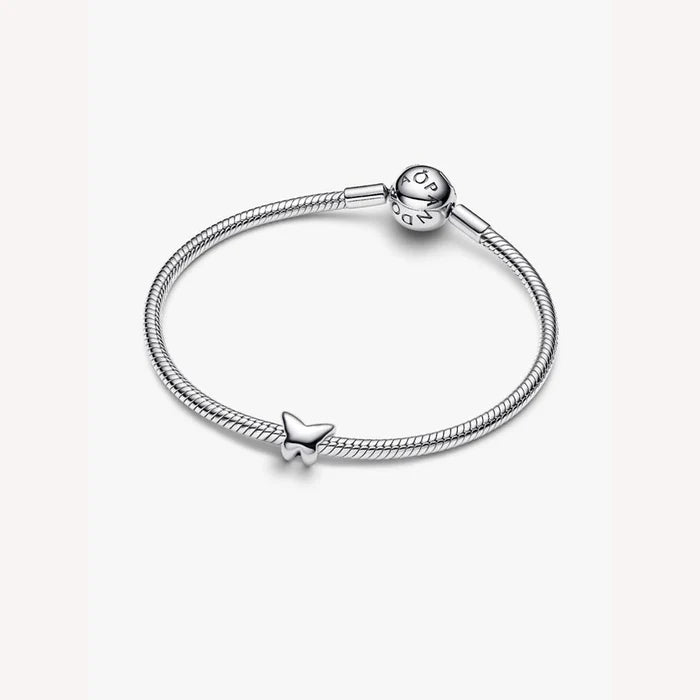 This Pandora Butterfly Mini Charm adds a delicate and graceful touch to your personalized jewelry collection.