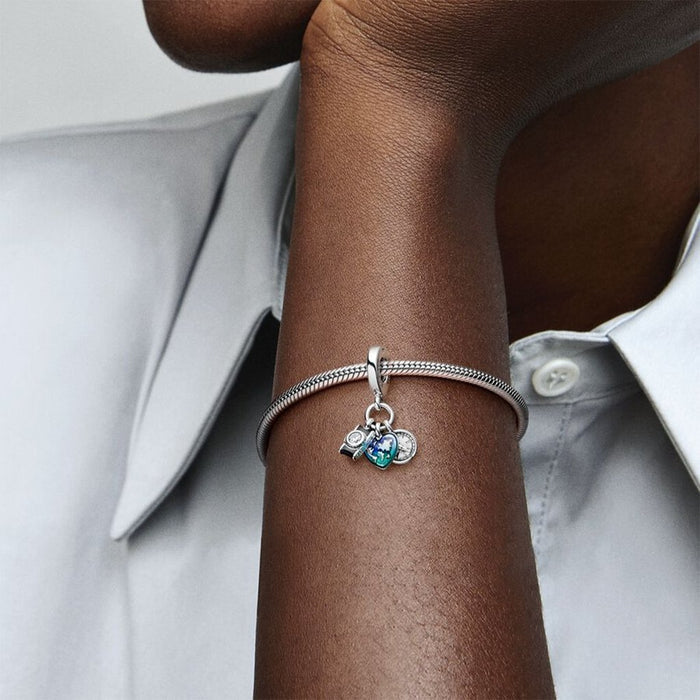 "PANDORA : Camera, Heart & Compass Triple Dangle Charm - PANDORA : Camera, Heart & Compass Triple Dangle Charm"