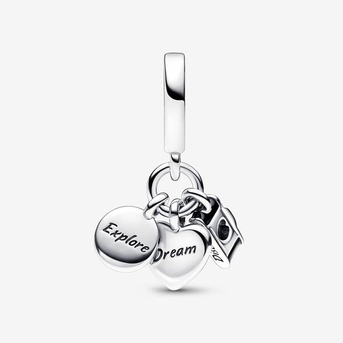 "PANDORA : Camera, Heart & Compass Triple Dangle Charm - PANDORA : Camera, Heart & Compass Triple Dangle Charm"