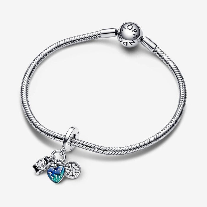 "PANDORA : Camera, Heart & Compass Triple Dangle Charm - PANDORA : Camera, Heart & Compass Triple Dangle Charm"
