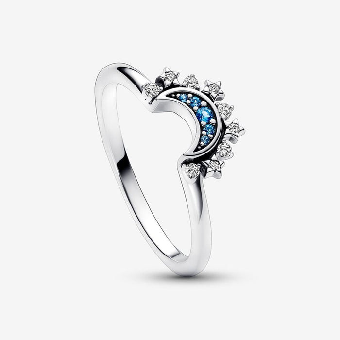 "PANDORA : Celestial Blue Sparkling Moon Ring - PANDORA : Celestial Blue Sparkling Moon Ring"