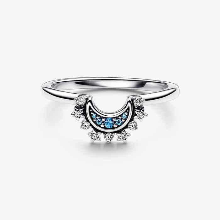 "PANDORA : Celestial Blue Sparkling Moon Ring - PANDORA : Celestial Blue Sparkling Moon Ring"