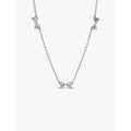 Pandora Clear Bow Station Chain Necklace displayed against a white background, featuring multiple cubic zirconia bow stations on a sterling silver chain.