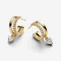 PANDORA : Dangling Heart Hoop Earrings - Gold - PANDORA : Dangling Heart Hoop Earrings - Gold